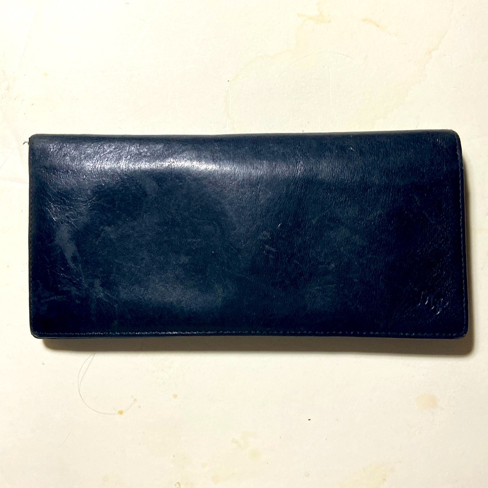Vtg Monsac Black Leather Bifold Wallet